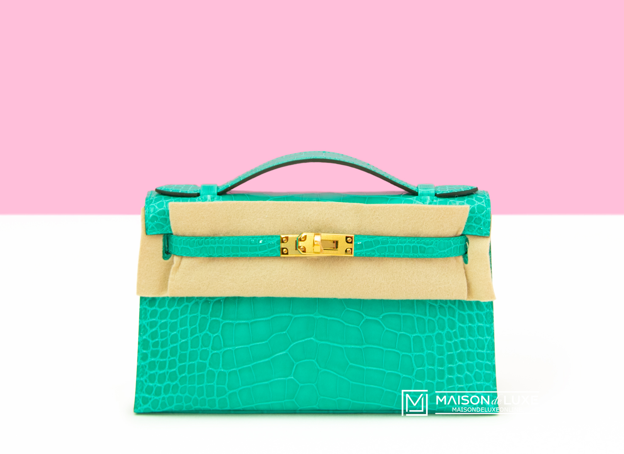 Hermès Kelly Pochette Mini Crocodile Miel Bag
