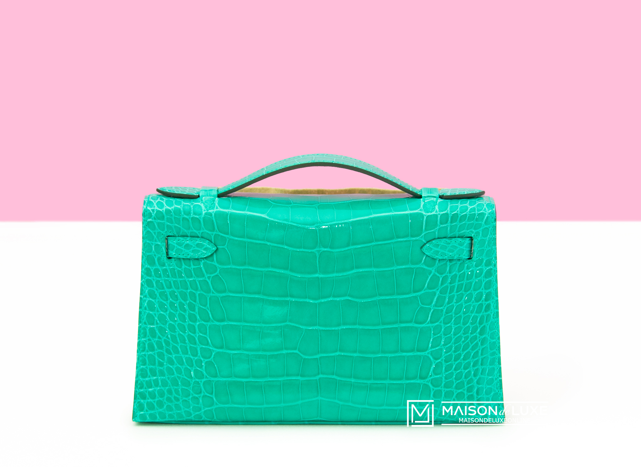 Hermes Vert Emeraude GHW Crocodile Mini Kelly Pochette Clutch - MAISON de  LUXE