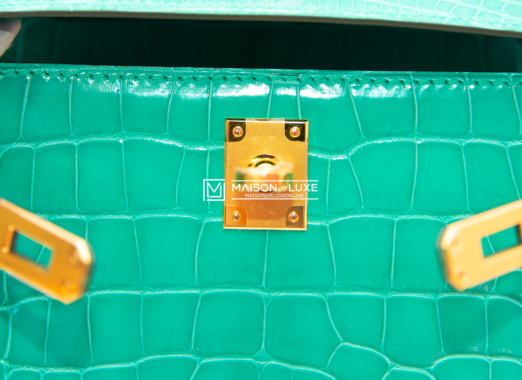 Hermes Cactus GHW Crocodile Mini Kelly Pochette Clutch - MAISON de LUXE